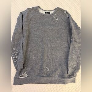 Michael Lauren Draco Oversized Distressed Pullover in Heather Grey